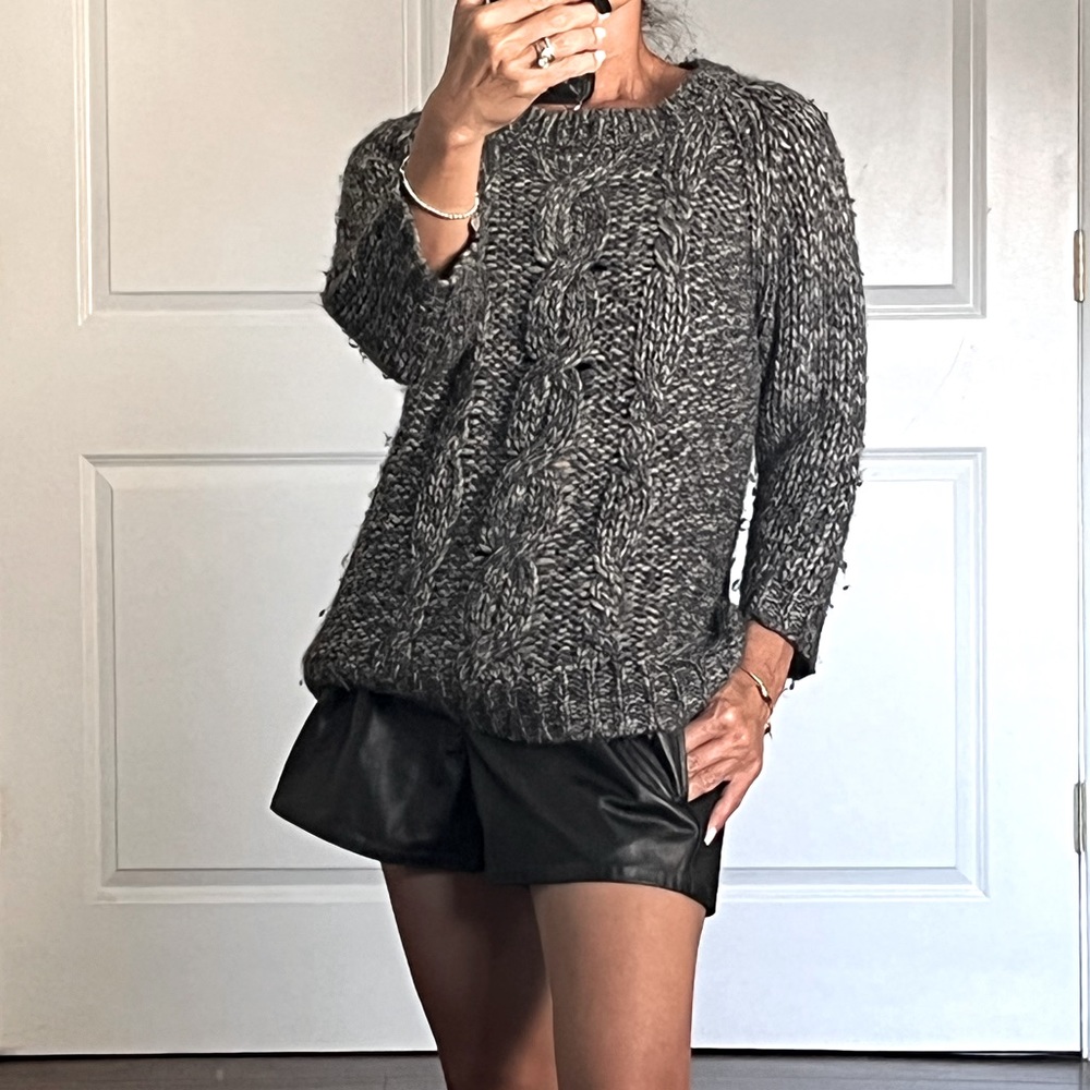 Velvet Chunky Alpaca blend cable knit sweater size S